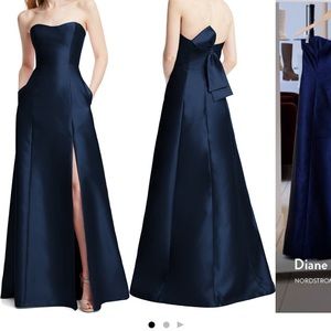 Alfred Sung Strapless Satin A-line Gown
